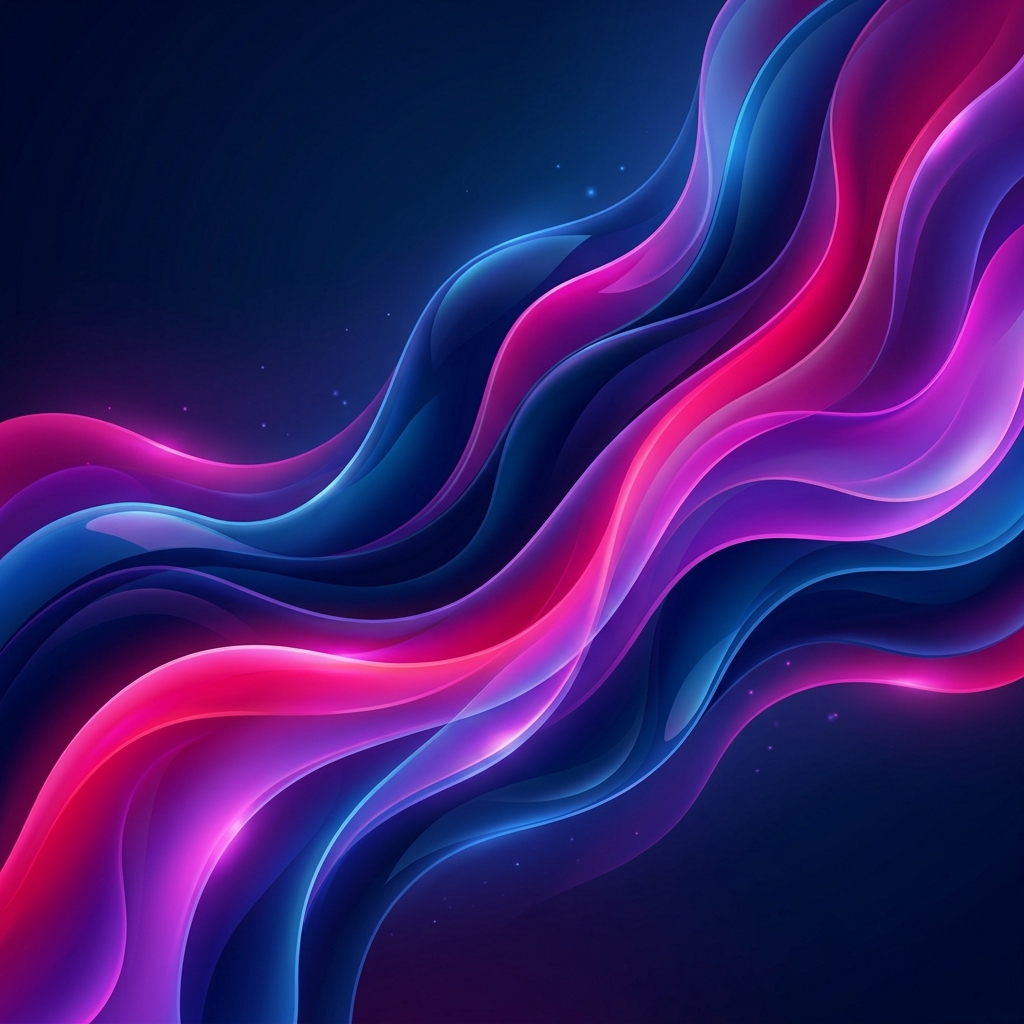 Fluid abstract shapes and ambient glassmorphic structures on soft navy background